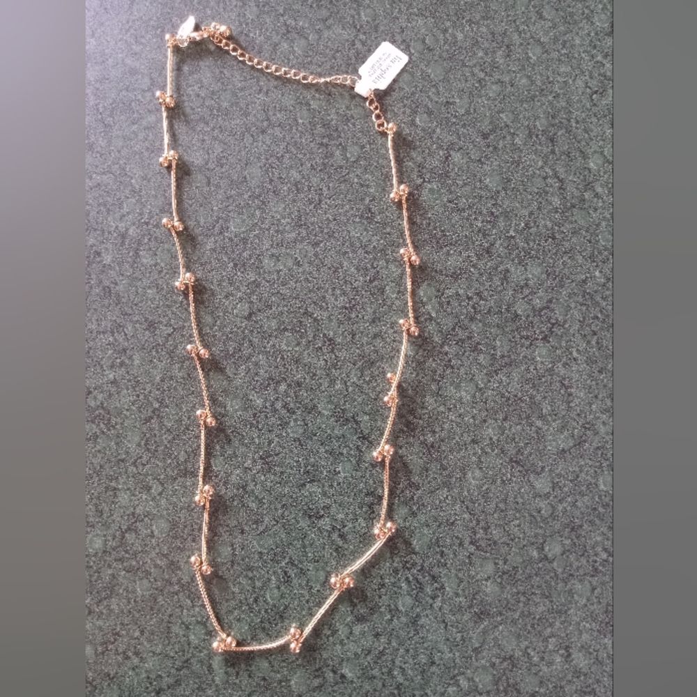 NWT Lia Sophia Gold Tone Beaded Necklace Adjustable length
